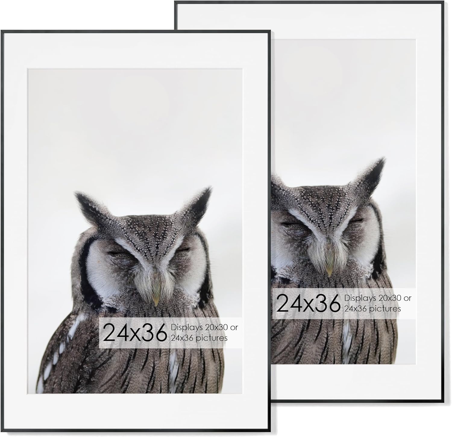 24x36 Metal Picture Frame with 20x30 Mat, Brushed Aluminum Finish, Tempered Glass Front, and Attached Hanging Hardware - Versatile Wall Display Frames for Vertical or Horizontal Orientation(Black,