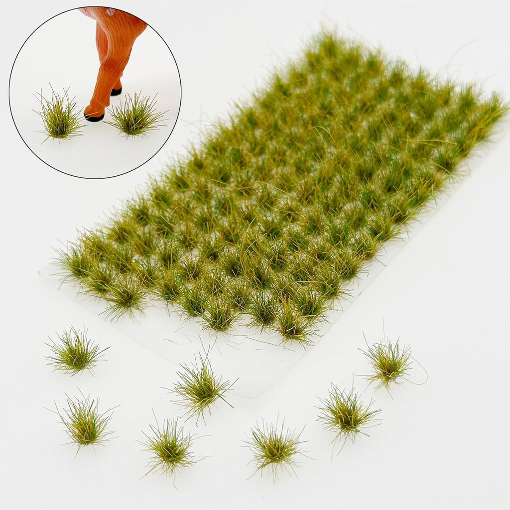 Woohome 120 PCS Bushy Tufts Static Grass Tuft Model Grass Tuft for DIY Miniature Train Landscape Terrain Railway Scenery Decorations, Yellowish