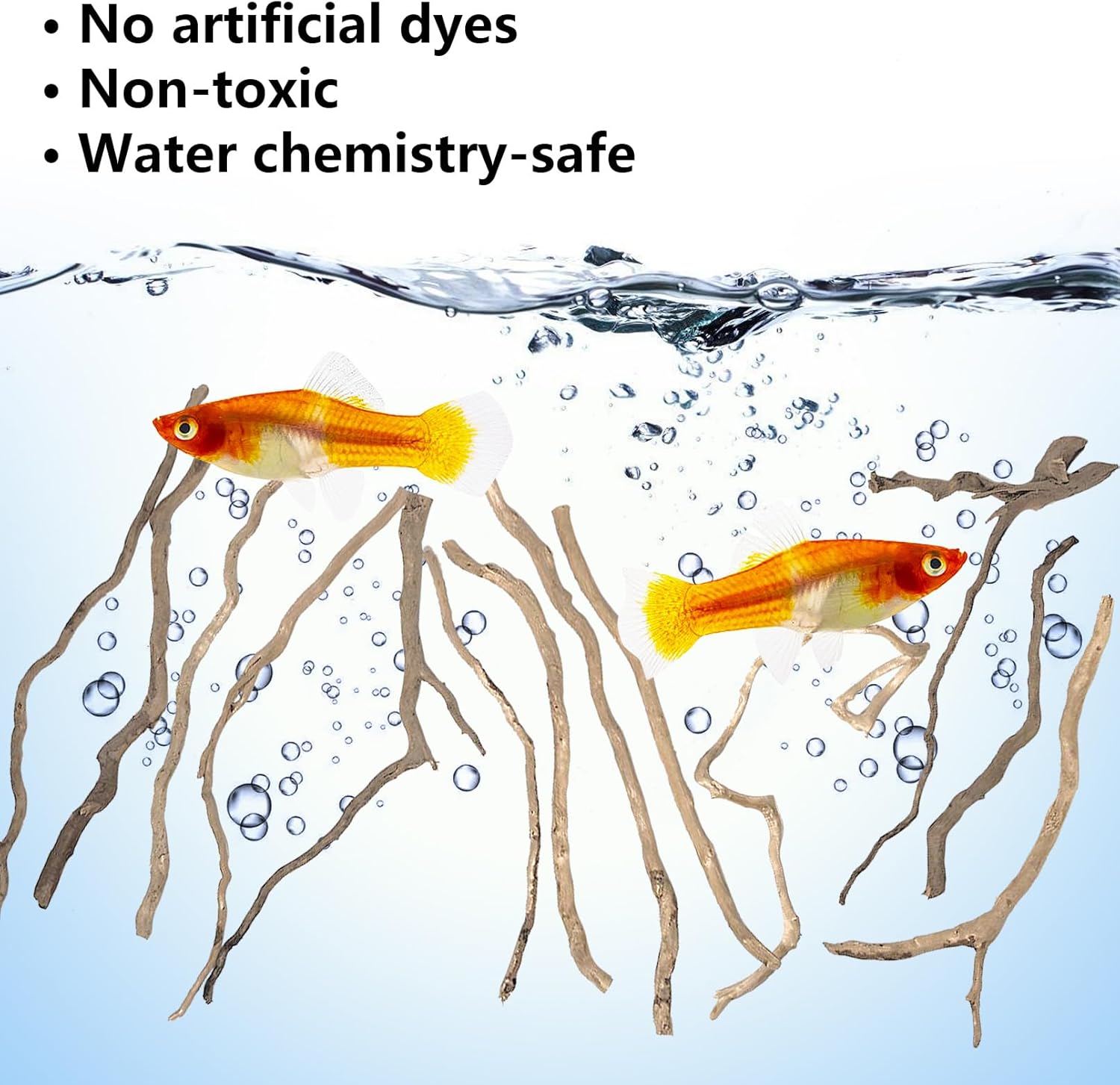 Hamiledyi Natural Driftwood for Aquarium Decor - Red Moor Wood 10"-15" Long Assorted Shapes (100g) Safe Branches for Fish Tank & Reptile Habitat - Natural Aquarium Wood Decorations (Delicate branches)