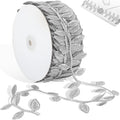 Naidiler Leaf Ribbon, Artificial Vines Leaves String Trim Ribbon Wild Jungle Botanical Greenery for Baby Shower Party Wedding Home Wreaths & DIY Craft (Silver 120Ft)