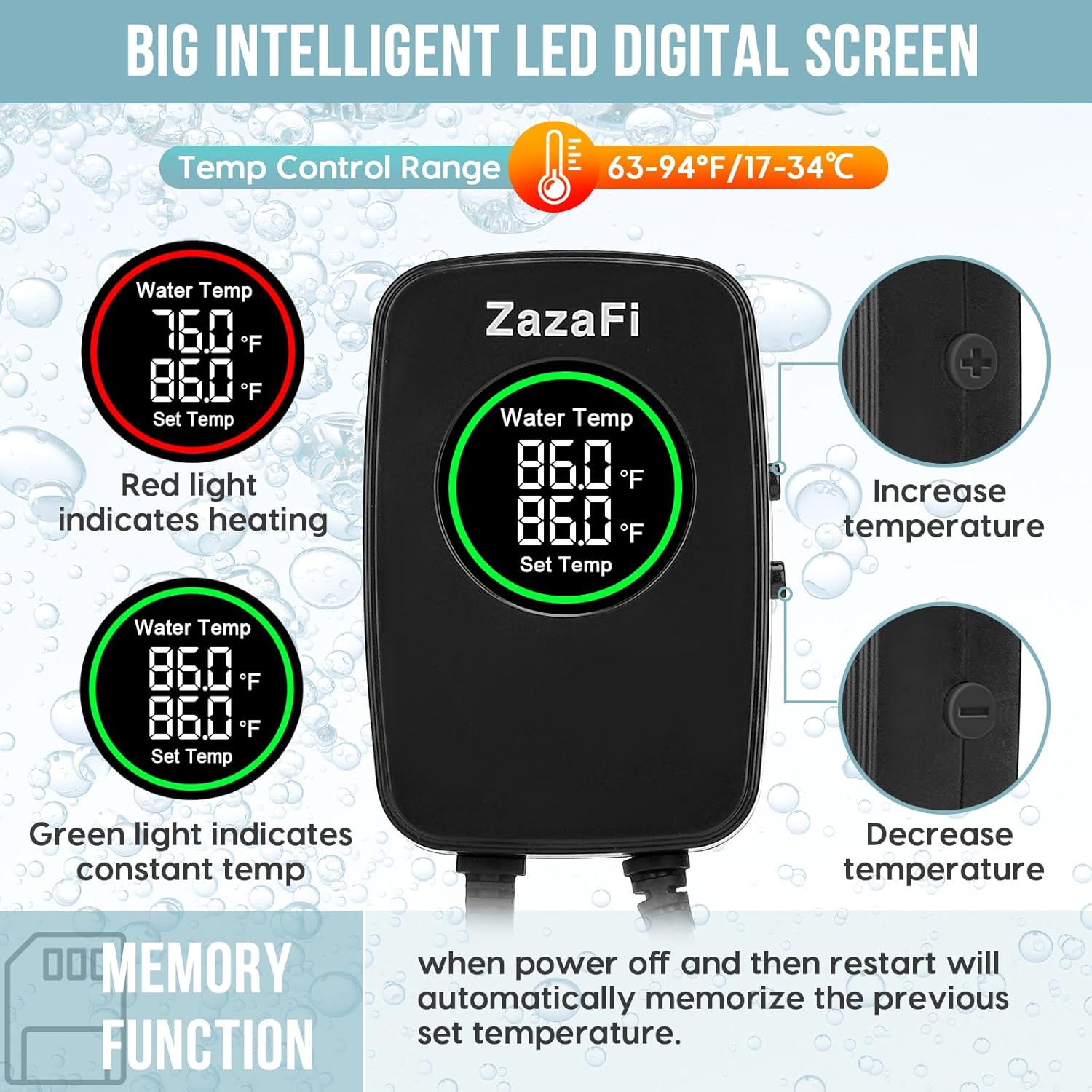 Aquarium Heater 200W, Fish Tank Heater with High-Temperature Protection and Turtle Tank Heater with Automatic Power-Off When Leaving Seawater or Freshwater.