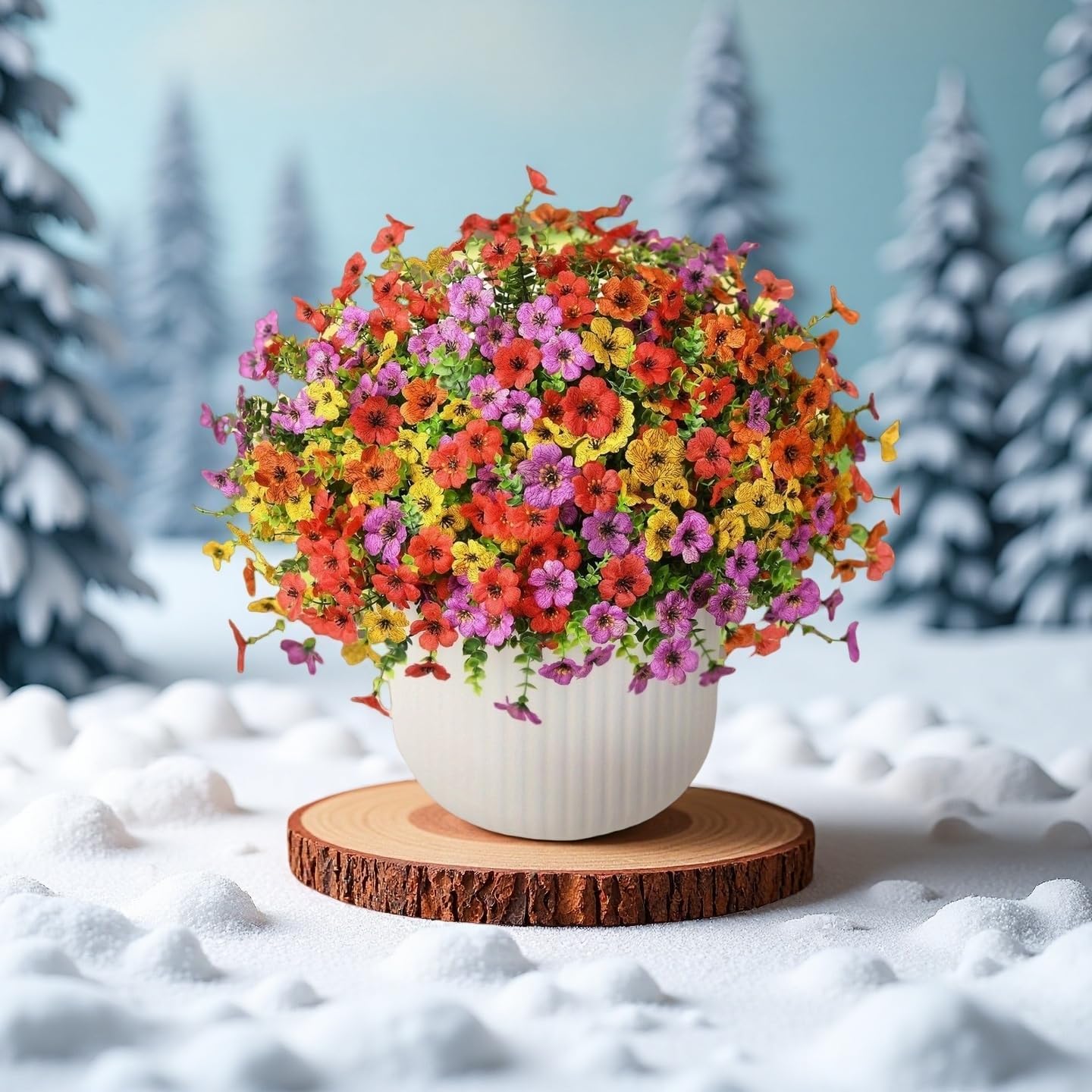 Artificial Flowers for Outdoors - UV Resistant & Fade-Resistant Fake Flowers, 24 Bundles Waterproof Faux Flowers for Garden, Yard, Patio, Wedding & Home Decor 24 Mixed Bundles