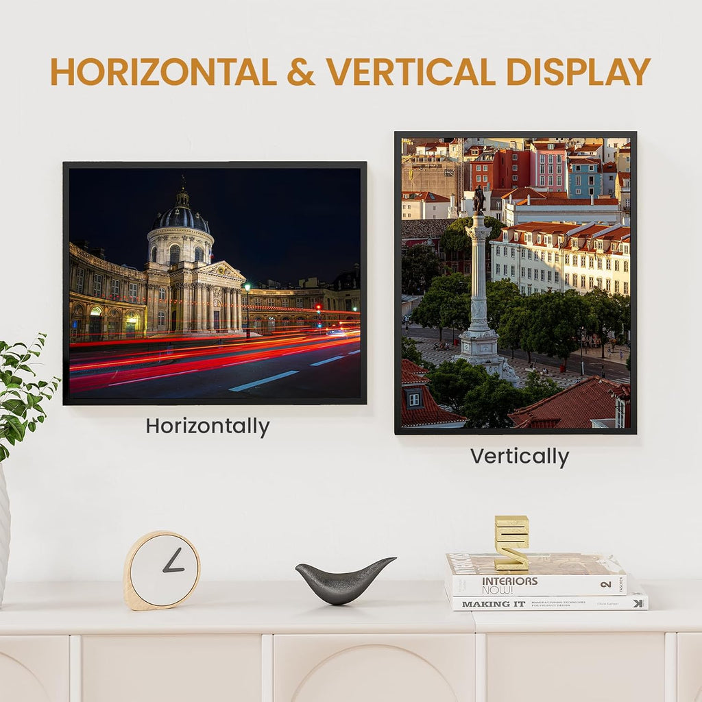 12x15 Aluminum Metal Picture Frame,Tempered Glass Black Photo Frame 12x15 for Family Photo,Posters,Art,Document to Wall Mount Horizontally or Vertically