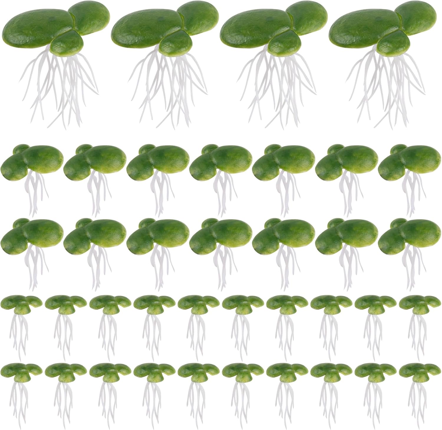 Framendino, 72 Pack Artificial Floating Duckweed Plant Plastic Fake Simulation Plants (3 Size)