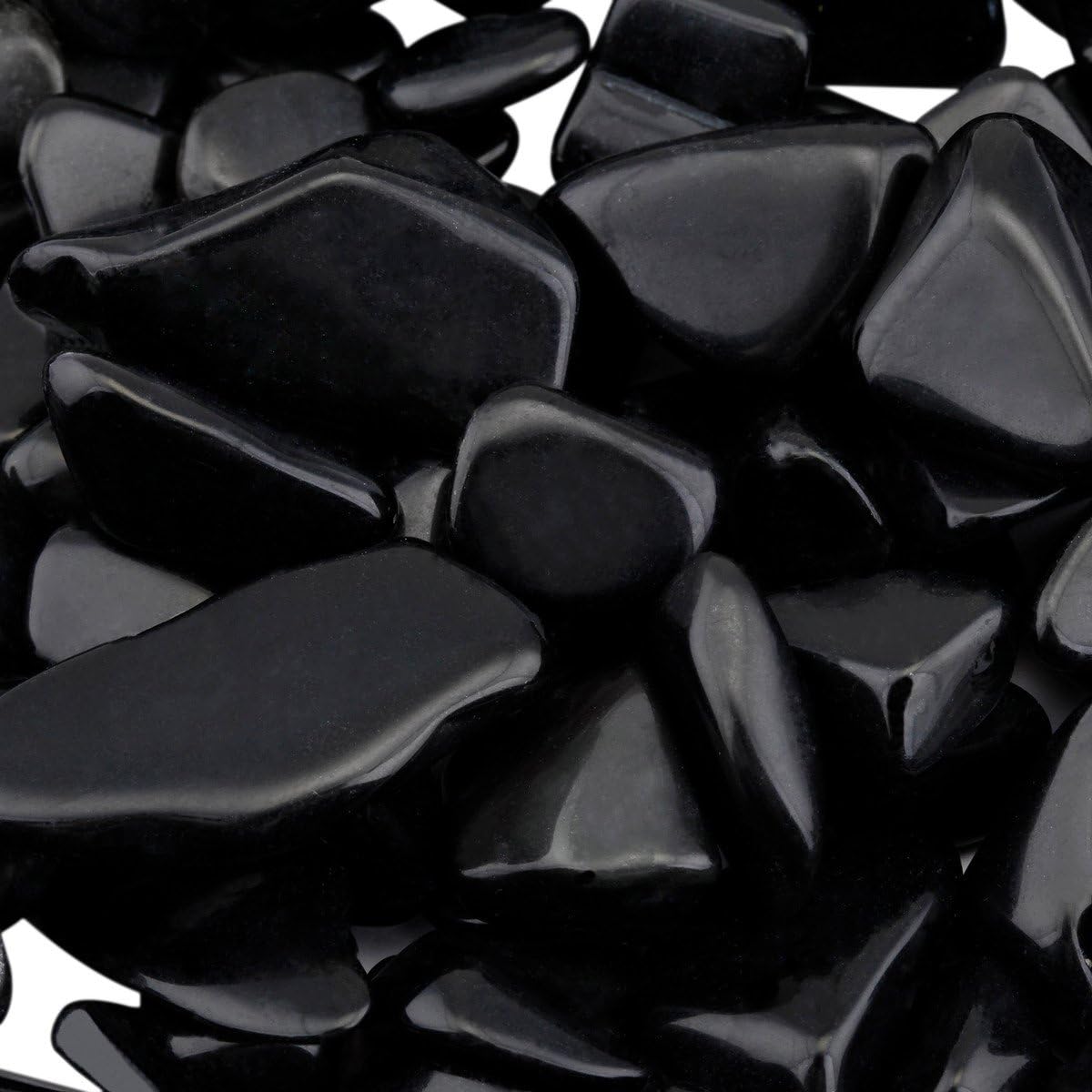 SUNYIK Black Obsidian Tumbled Chips Stone Crushed Pieces Irregular Shaped Stones 0.3-0.5 inch 1pound(about 460 gram)