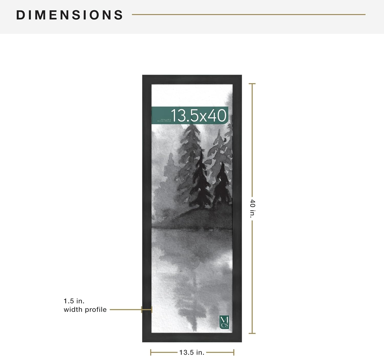 MCS Museum Poster Frame, Onyx, 13.5 x 40 in, Single