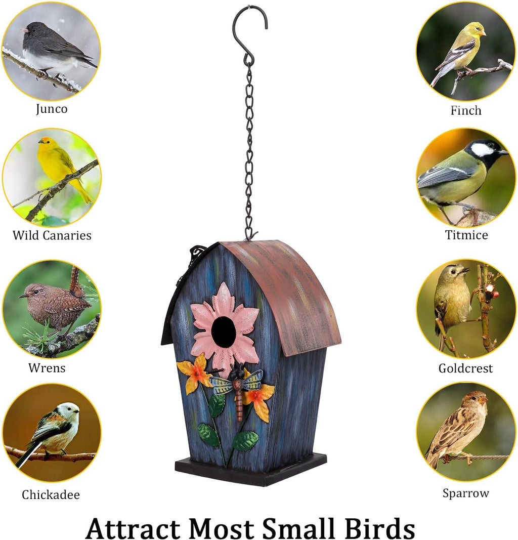 Yinns Metal Bird Houses for Outside Hanging,Wild Bird House Outdoor, Decorative Birdhouse for Home Garden Decor