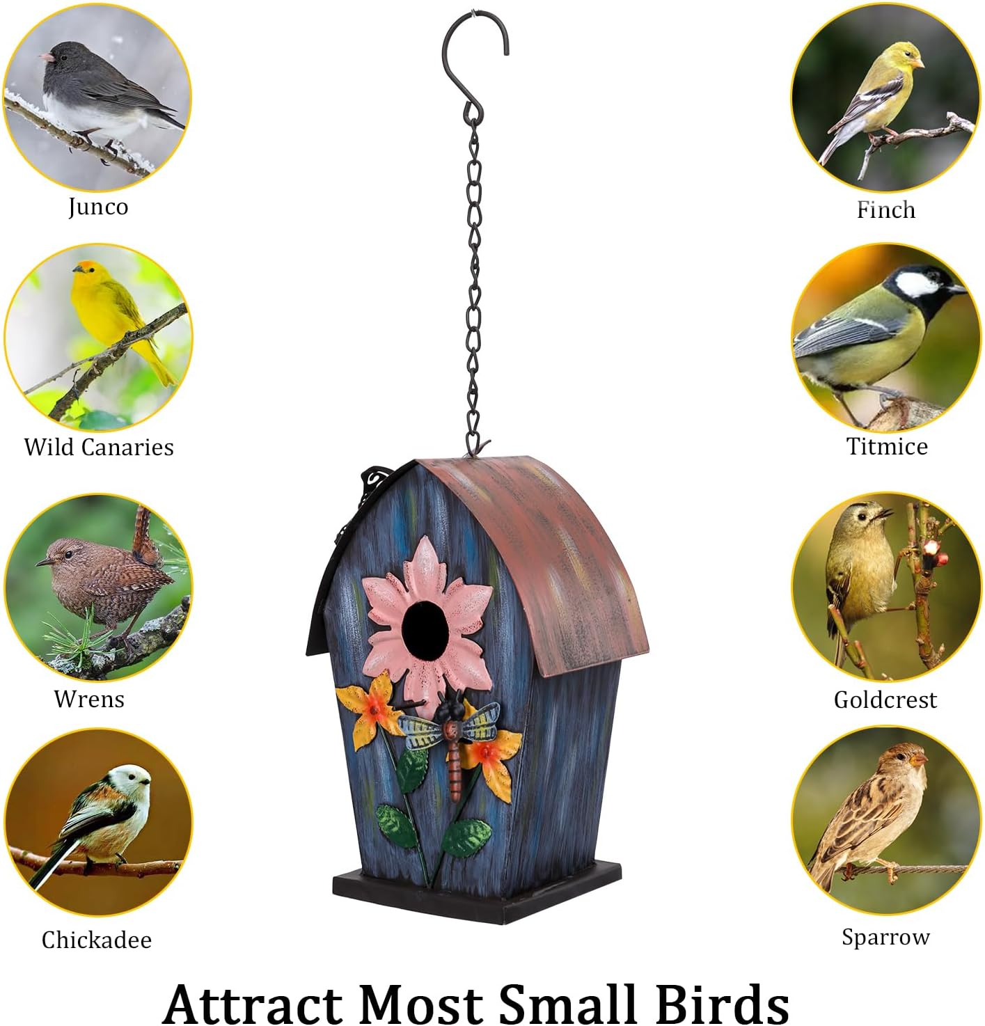 Yinns Metal Bird Houses for Outside Hanging,Wild Bird House Outdoor, Decorative Birdhouse for Home Garden Decor