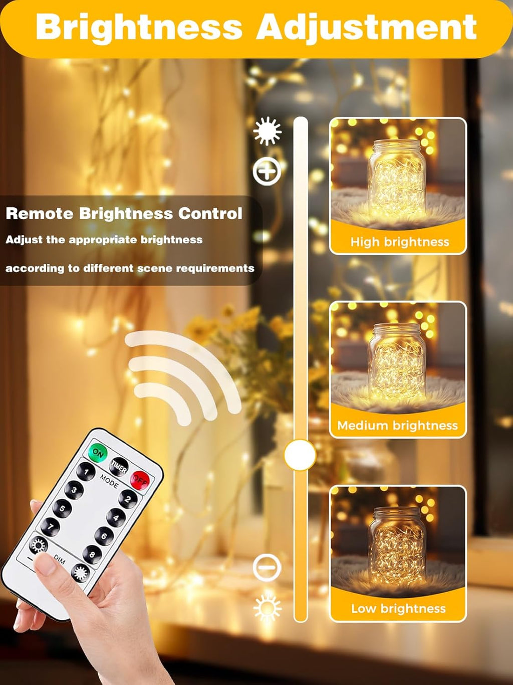 4 Pack 60LED Christmas Battery Operated Fairy Lights with Remote, 8 Modes String Lights with Timer, Dimmable, Memory Function, Waterproof Twinkle Lights for Outdoor Indoor Christmas Decor(Warm White)