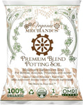 Organic Mechanics Premium Blend Potting Soil, 1 Cu Ft - Moisture-Retentive, Peat-Free, Compost - Enriched Mix with Worm Castings & Perlite for Houseplants, Annuals, Veggies & Tropical Plants