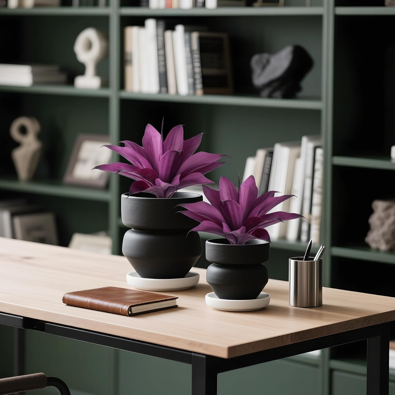 Artificial Agave 15In Faux Agave Fake Greenery Outdoor Artificial Plant Fake Plant for Indoor Home Decoration Plastic Plant Outdoor Decoration Front Porch Decor Simulation Plants 2Pack,Purple