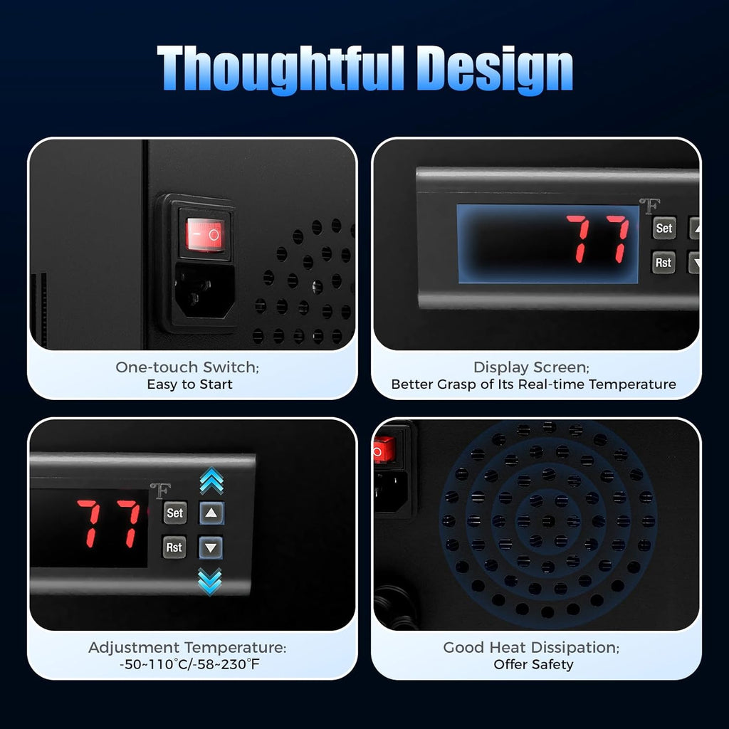 15.85Gal Aquarium Water Chiller 200W Aquarium Cooling Machine -58~230℉ Temperature Setting Free Standing Aquarium Chiller for Freshwater Tanks Water Plant Tanks 11.81 x 5.51 x 8.46inch