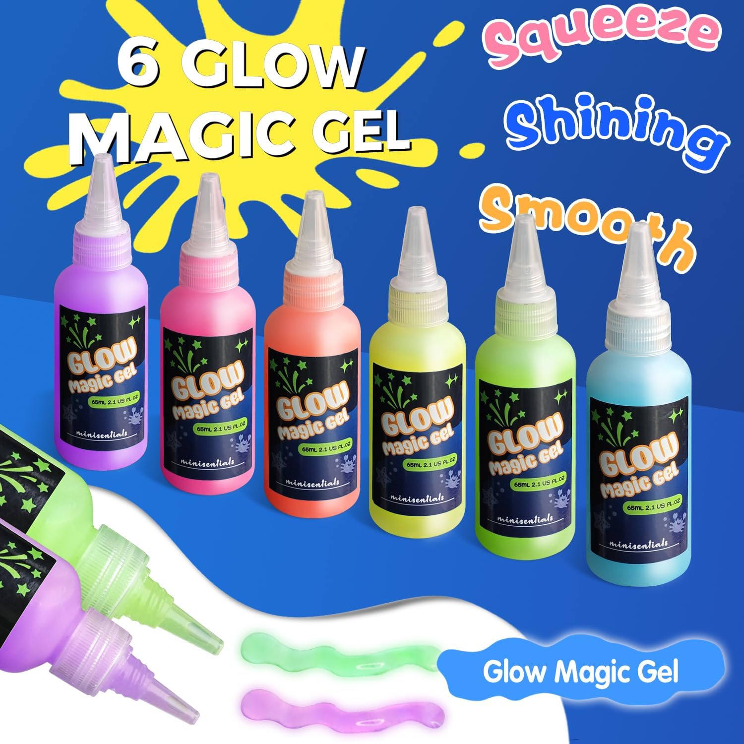 Magic Water Elf Toy Kit - Glow in The Dark Aqua Gel 6 Colors with 6 Molds - Magic Squishy Maker Water Fairies Birthday Party Favors DIY STEM Toy for 3-8 Years Old Kids