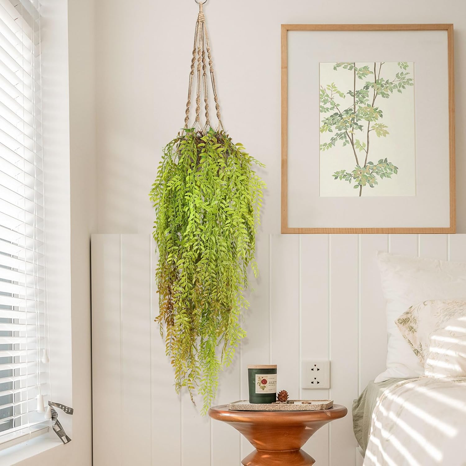 RECUTMS 2 Pcs Artificial Hanging Plants Fake Hanging Plant Faux Ferns Ivy Willow Vine Leaves Wall Greenery Home Garden Wedding Party Indoor Outdoor Decorations(Grass Green)