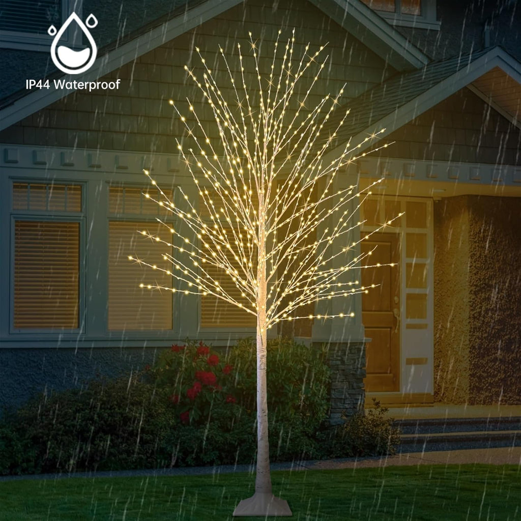 6FT Lighted Birch Tree with 880 LED Warm White Lights, 8 Twinkle Modes, Timer, Dimmable Artificial Light Up Twig Christmas Tree for Indoor Outdoor Xmas Holiday Party Decor