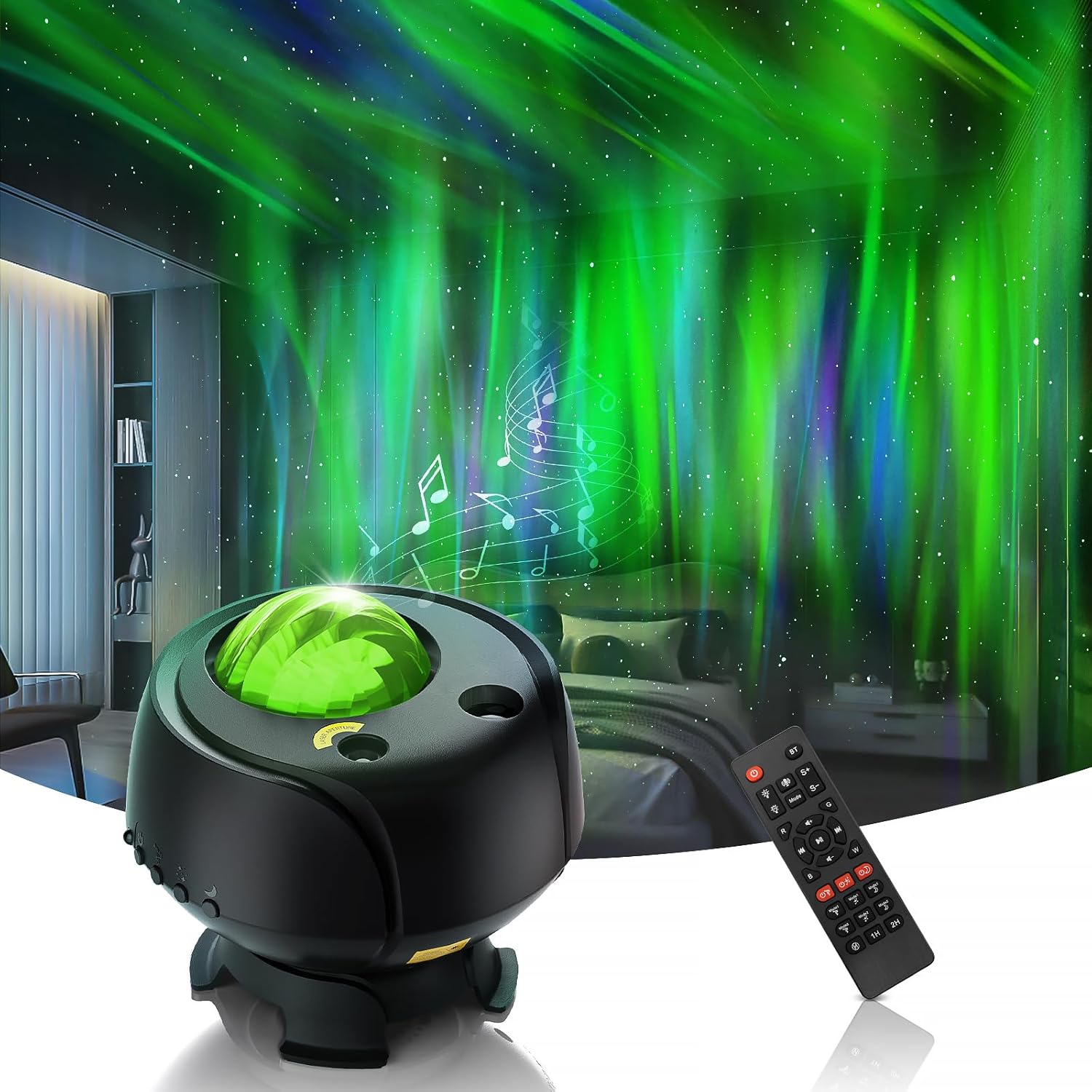 Largest Coverage Area Northern Lights,Galaxy Projector 15 Combinations,60 Light Effects Star Projector for Bedroom,Remote Night Light with Bluetooth Speaker,Timer
