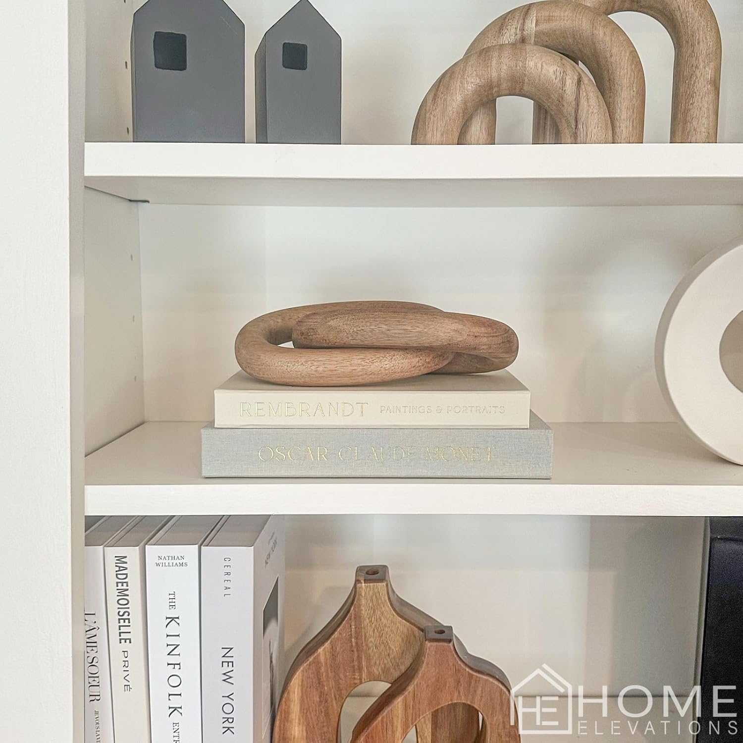 Wood Chain Link Decor – 13” Wooden Decorative Object for Coffee Table Decor and Neutral Decor for Home – Modern Knot Accent for Shelf Styling, Books, or Housewarming Gifts