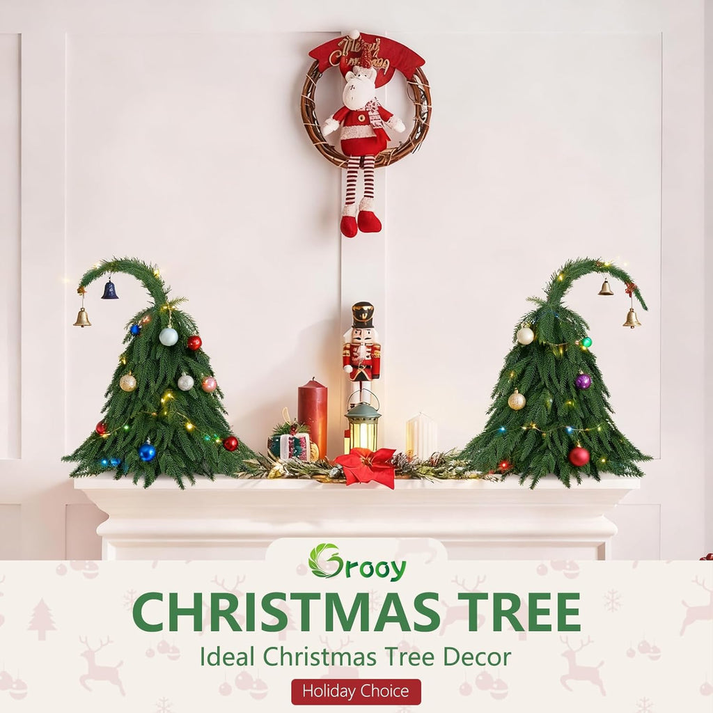 Tabletop Norfolk Pine Christmas Tree, 2FT Green Mini Artificial Christmas Tree with Norfolk Branch, Small Xmas Tree for Christmas Holiday Indoor Decoration