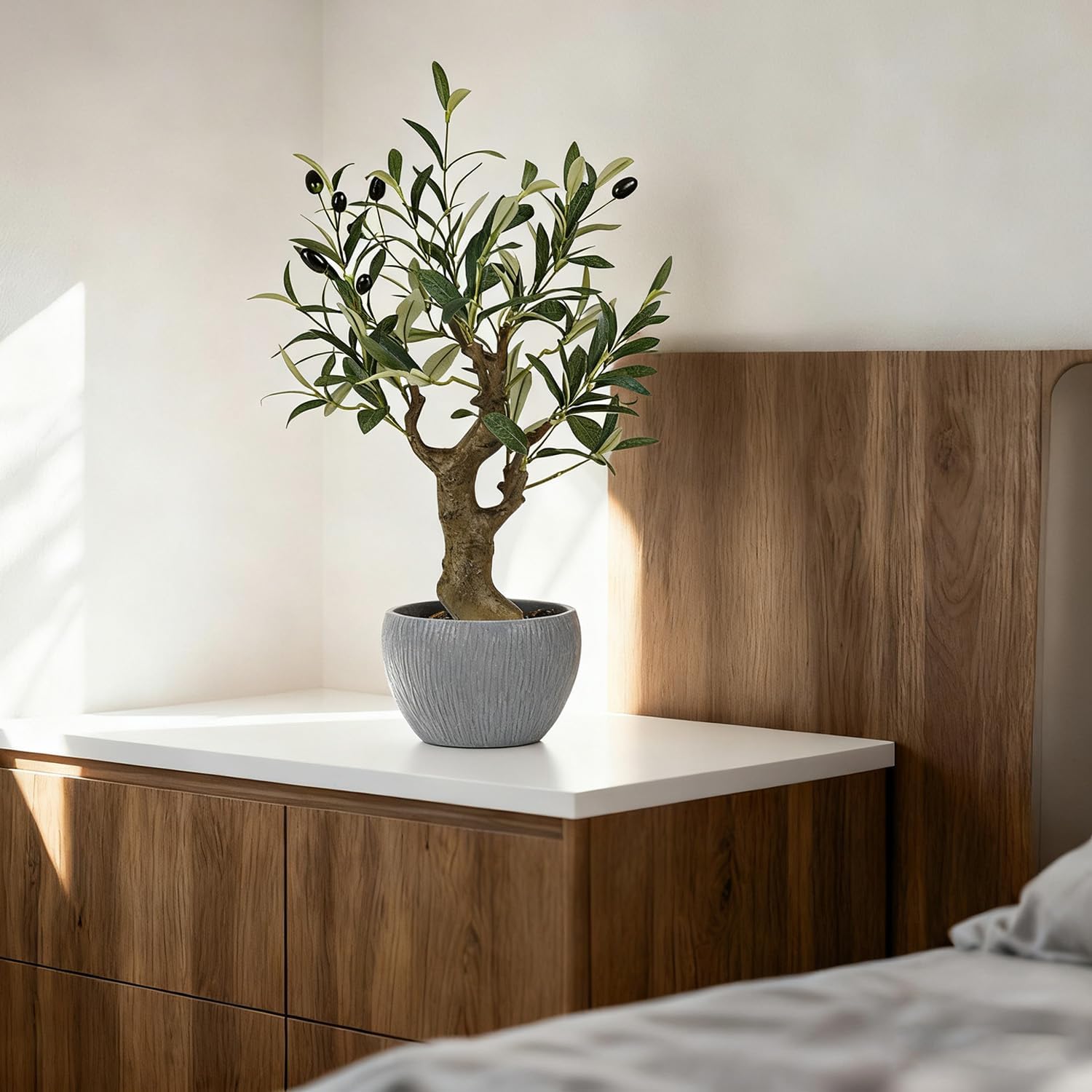 TOARTi Artificial Olive Tree Potted Plant with Stone Pot, 20.5" Tall Japanese Bonsai Tree Faux Plants Desk Plant, Realistic Greenery Decor for for Home Bedroom Bathroom Office Desk