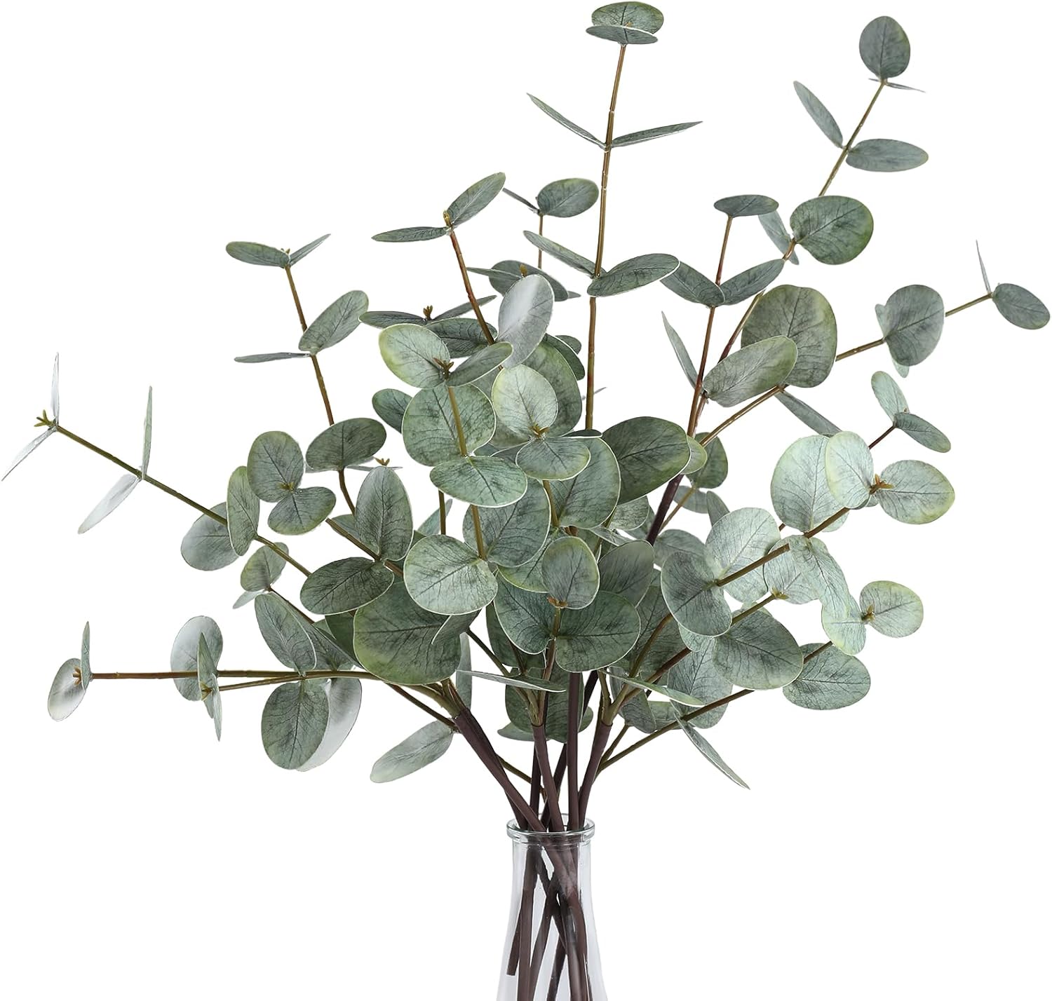 6pcs Real Touch Artificial Eucalyptus Stems Dual-Sided Lifelike Leaves Fake Eucalyptus Plants for Wedding Flower Arrangement Centerpiece Bouquet Home Office Decor(Gray Green)