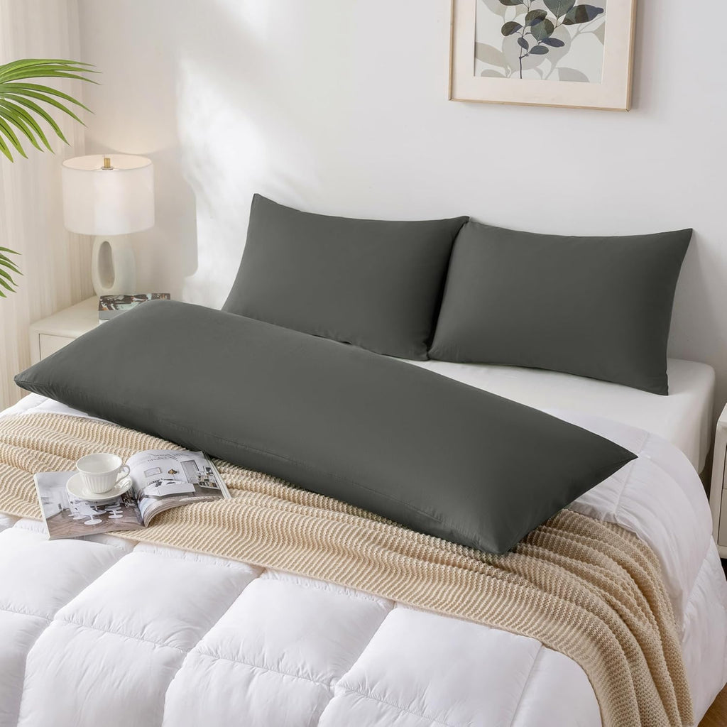 JELLYMONI Pillowcases King Set of 2 Cotton Envelope Pillow Covers Grey 20×36in Bed Pillow Cases 100% Washed Cotton Soft Breathable (Pillows are not Included)