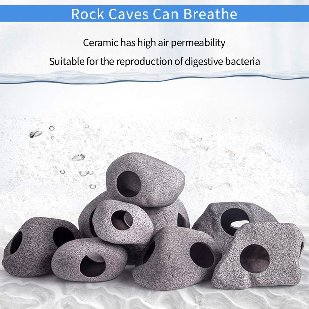 Aquarium Hideaway Rock Cave for Aquatic Pets to Breed, Play and Rest, Stackable Aquarium Cichlid Cave, Betta Hideout and House, Safe and Non-Toxic Ceramic Fish Tank Decorations