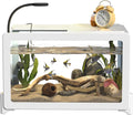 2.6 Gallon Plastic Fish Tank Ultra-Clear Shatterproof Desktop Small Aquarium Filters and Lights Can Be Installed for Betta/Goldfish/Shrimp and Aquatic Planting Fish Bowl (White)