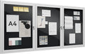 72"x36" Lockable Enclosed Bulletin Board, Outdoor Flet Weather-Resistant Aluminum Frame Notice Board, Wall Mounted Display Case Acrylic Doors for School,Office,Silver Frame w/Black Flet