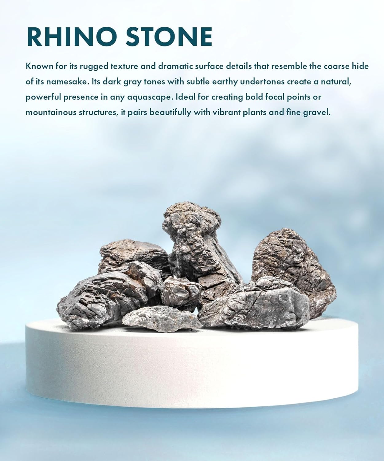 SubstrateSource Natural Aquarium Stones - Neutral Gray with Cream & Brown Accents, Weathered Layered Aquascaping Rocks for Canyon Builds, Betta Fish Tank, Cichlids & Reptile Enclosure - Rhino, 10 LB