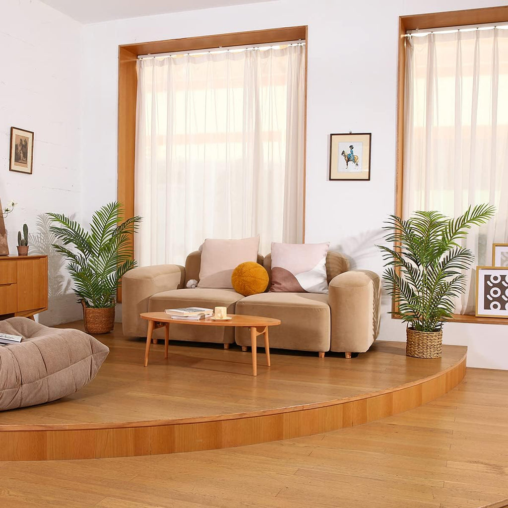 LOMANTO Fake Majesty Palm Plant 4Ft Artificial Plants for Home Decor Indoor Faux Palm Trees in Pot Fake Tropical Plants for Housewarming Gift 2Pack