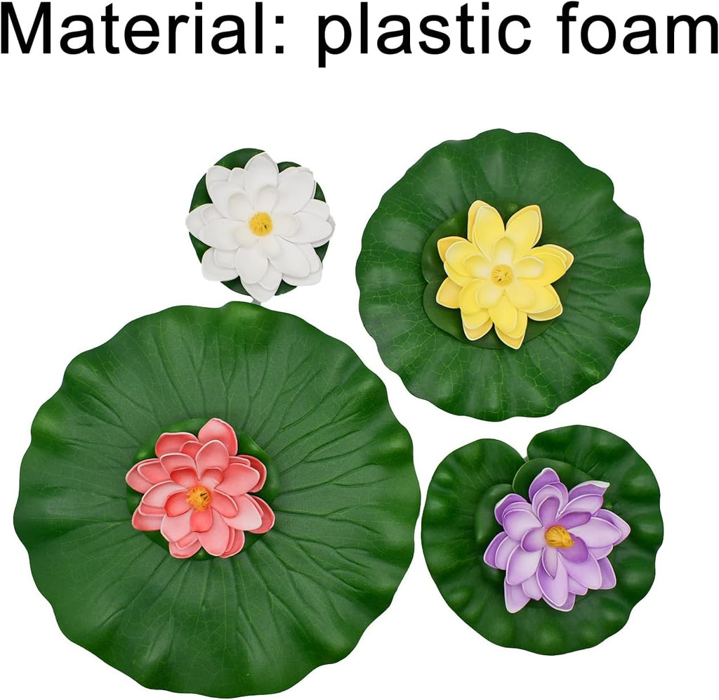 6Pcs Artificial Floating Foam Lotus Flower with 12Pcs Lotus Leaves for Indian Return Gifts Home Garden Pool Pond Fishbowl Aquarium Indian Diwali Decorations