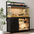 Reptile Tank Stand with Power Outlet, Terrarium Stand with Storage Cabinet, 49" X 20" Tabletop, Aquarium Stand with LED Lights, Reptile Terrarium,Turtle Tank (Oak)