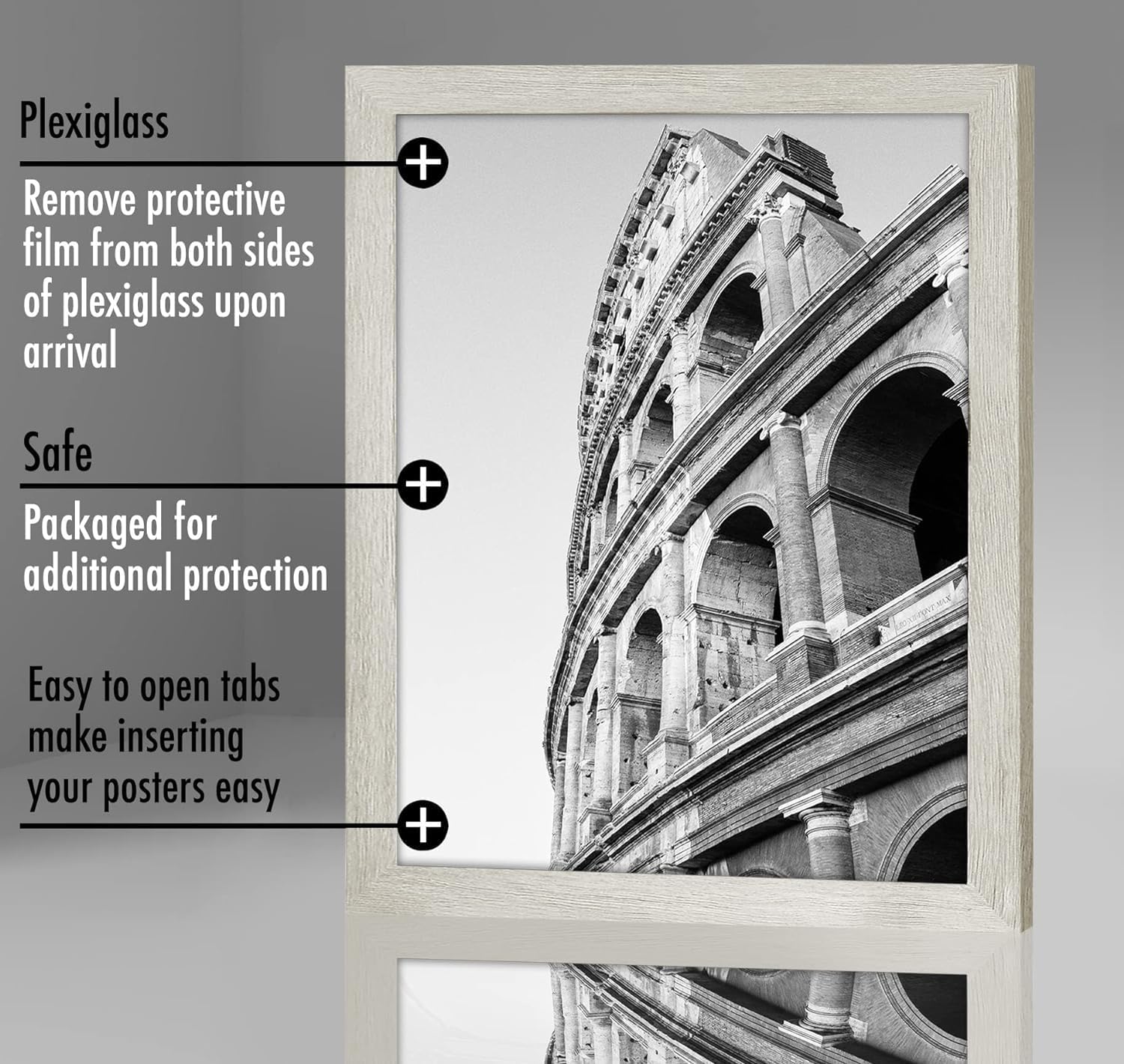 Americanflat 20x24 Picture Frame with Polished Plexiglass - Wide Picture Frames Made of Engineered Wood for Vertical or Horizontal Wall Display - Epic Collection - Grey