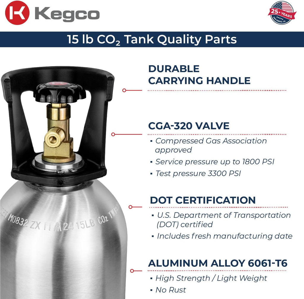 Kegco 15 lb. Aluminum Tank Co2 Cylinder