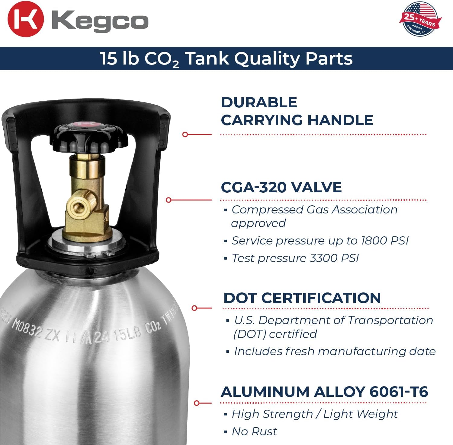 Kegco 15 lb. Aluminum Tank Co2 Cylinder