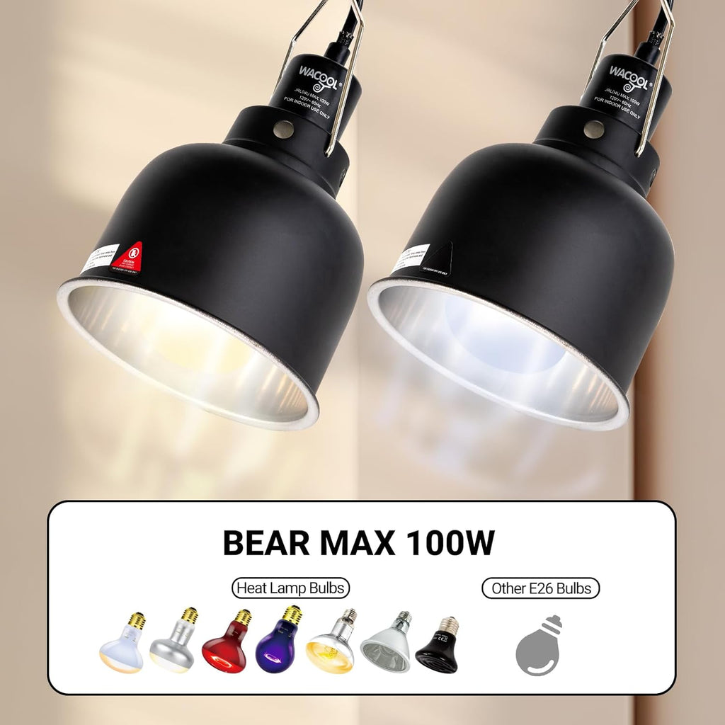 Reptile Light Fixture 2 Pack, 5.5 in Deep Dome Reptile Heat Lamp Fixture, Optical Reflection Terrarium Light Fixture for Reptile UVB UVA Heat Basking Bulbs