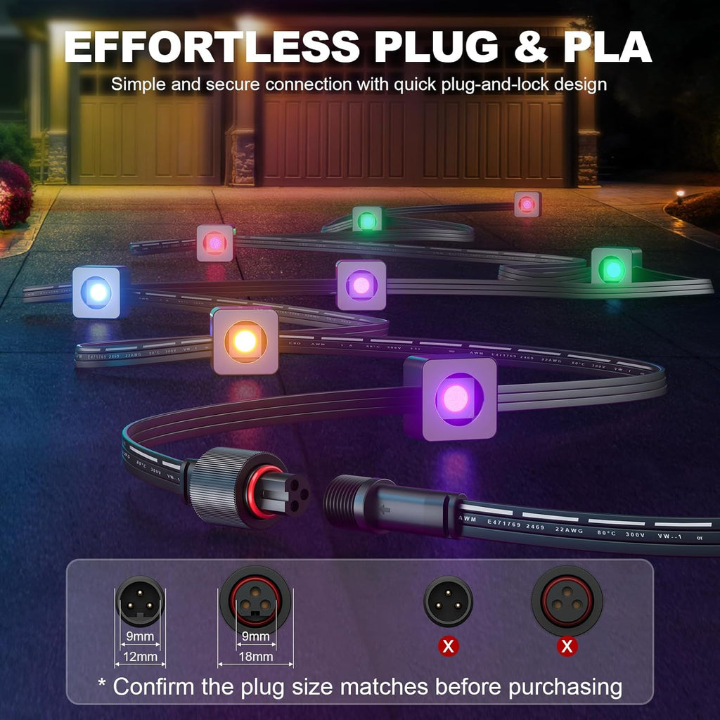 13FT Extension Cord for Go-ee Permanent Outdoor Lights Pro, Deck Lights, IP68 Waterproof Waterproof Extension Cord for H705D H705E H705F, H706A H706B H706C, H7067 H7068 H7069 (13FT Black)