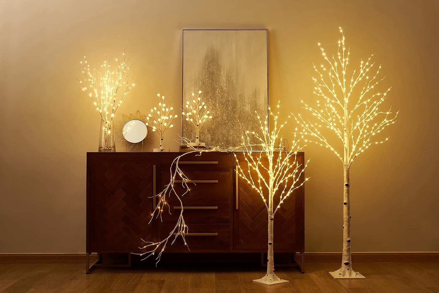 LITBLOOM Lighted White Birch Tree Plug in with 8 Functions 5FT 255 Multi Color and Warm White Lights for Christmas Home Room Decoration Indoor Outdoor