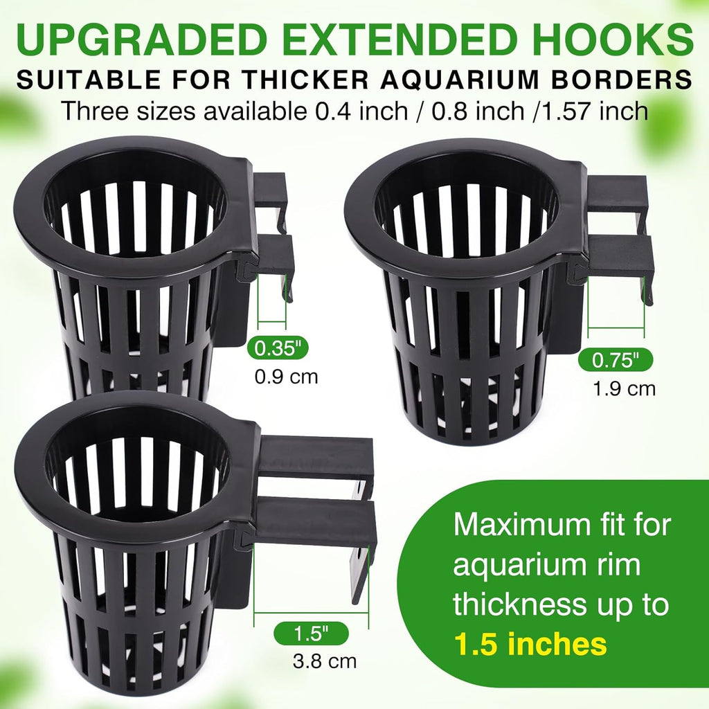 Borlech 2025 New Upgraded Large Aquarium Plant Holder with 1.57-inch Extension Hooks and Suction Cups for Fish Tank Aquaponic Plant Cultivation and Aquascape Accessories Decorations (4 PCS)