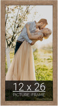 wallsthatspeak 12x26 Brown Barnwood Picture Frame for Puzzles Posters Photos or Artwork