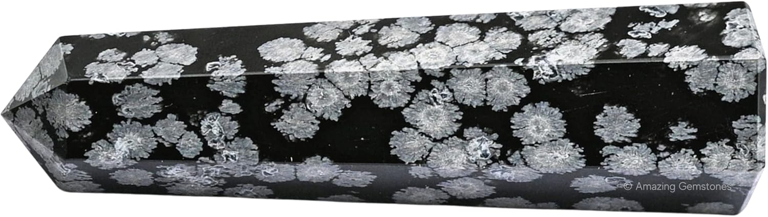 Amazing Gemstone Snowflake Obsidian Crystal Towers - Natural Healing Crystal Point Obelisk for Reiki Healing and Crystal Grid (2" to 3" Inch)