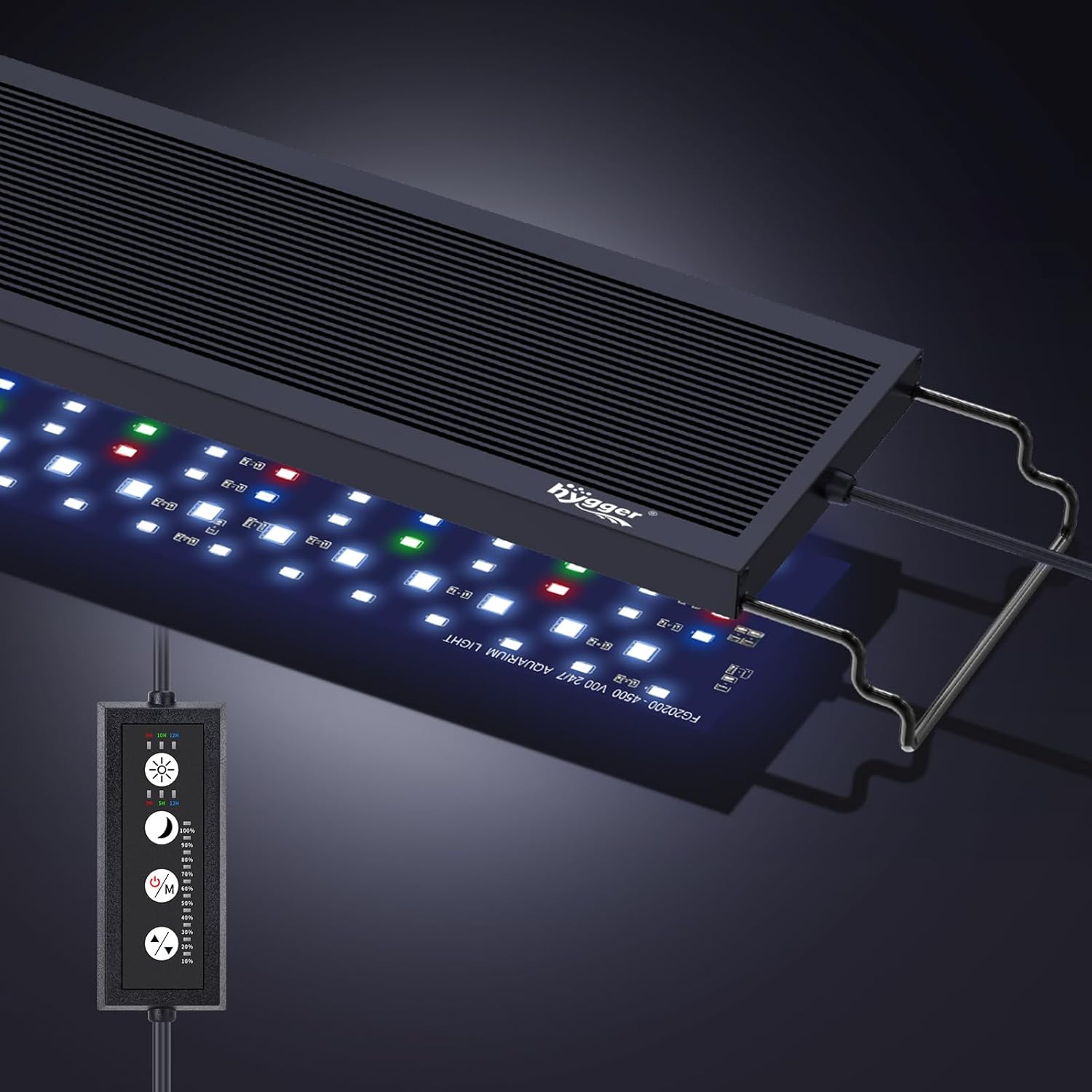 hygger Sun Moon LED Aquarium Light, Full Spectrum Fish Tank Light Day-Night Dual Timer, Adjustable 6 Timer 10 Brightness 8 Colors for Planted Freshwater Tank