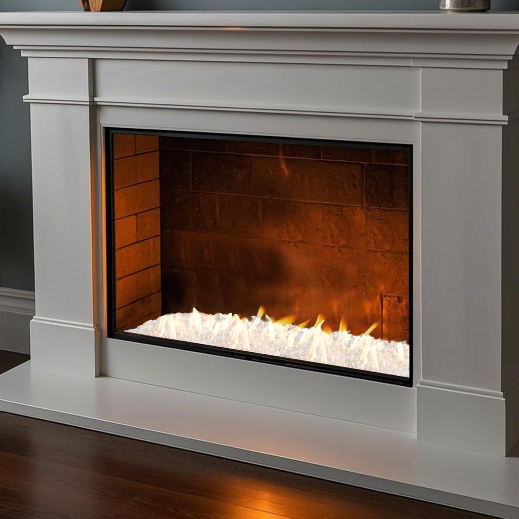 Skyflame High Luster 10-Pound Regular Fire Glass for Fire Pit Fireplace Garden Landscaping Platinum 1/4" Size
