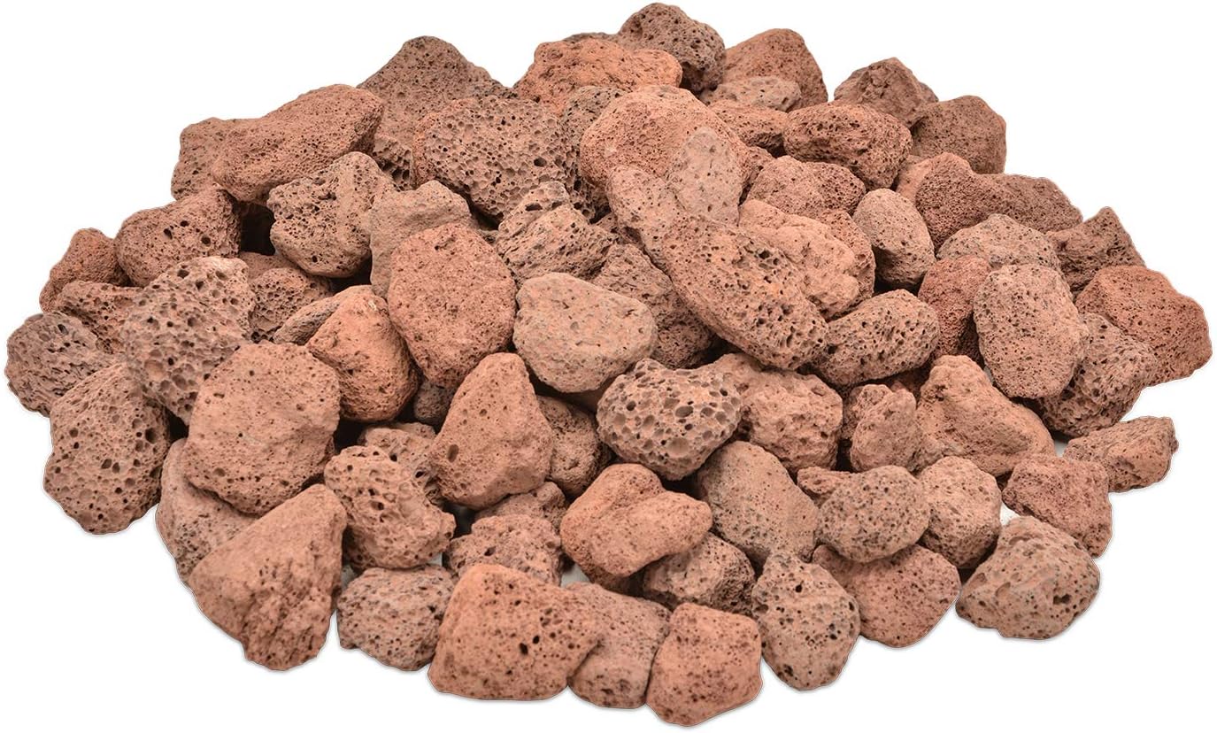 Skyflame10LB Natural Lava Rocks for Fire Pits, Fire Tables,Fireplaces, Garden Landscaping Decoration, Indoor and Outdoor Use, 3/4~1 Inch, Red
