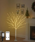 4FT Lighted Birch Tree, Birch Tree with 400 LED Lights, 8 Twinkling Modes and Timer, Dimmable, Light Up Twig Christmas Tree for Indoor Outdoor Home Party Garden Wedding Decorations