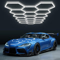 BRILLIHOOD Hexagon Garage Lights, LED Car Detailing Lighting, 568W, 68160LM, 6500K Super Bright, 18 Grid Systems Honeycomb Lights for Garage Warehouse Basement Gym