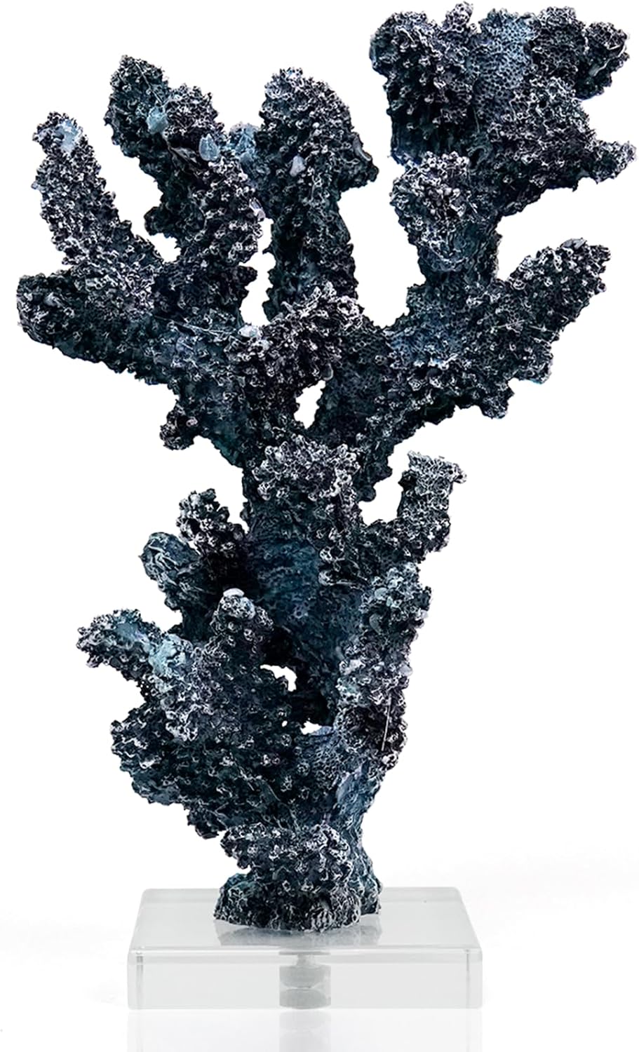 Coral Beach Decor, 9.5'' High x 5.2'' Width Artificial Resin Coral Reef Statue for Ocean Coastal Beach Nautical Themed Room Bathroom Decor for Home,RB1002B,Blue