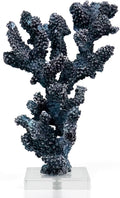 Coral Beach Decor, 9.5'' High x 5.2'' Width Artificial Resin Coral Reef Statue for Ocean Coastal Beach Nautical Themed Room Bathroom Decor for Home,RB1002B,Blue