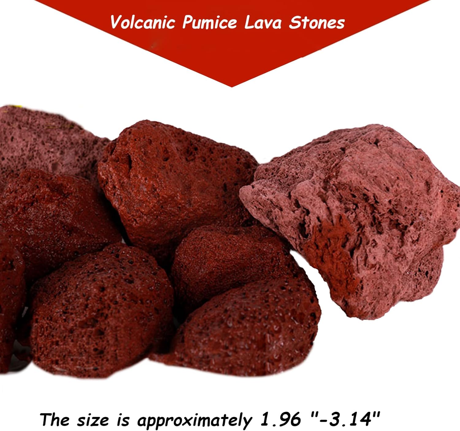 Tfwadmx Aquarium Red Lava Rock 10 Pack Fish Tank Volcanic Pumice Stones for Betta Fish Shrimp (1.96''-3.14'')