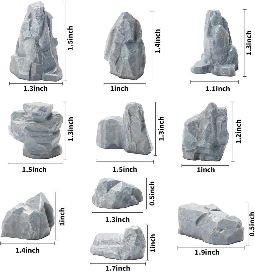 Warmtree 10 Pcs Diorama Rocks Fake Rock Miniature Stone Rock Statue for Diorama Supplies Micro Train Landscape Railway Sand Table Miniature Models Fairy Garden Accessories (Grey)